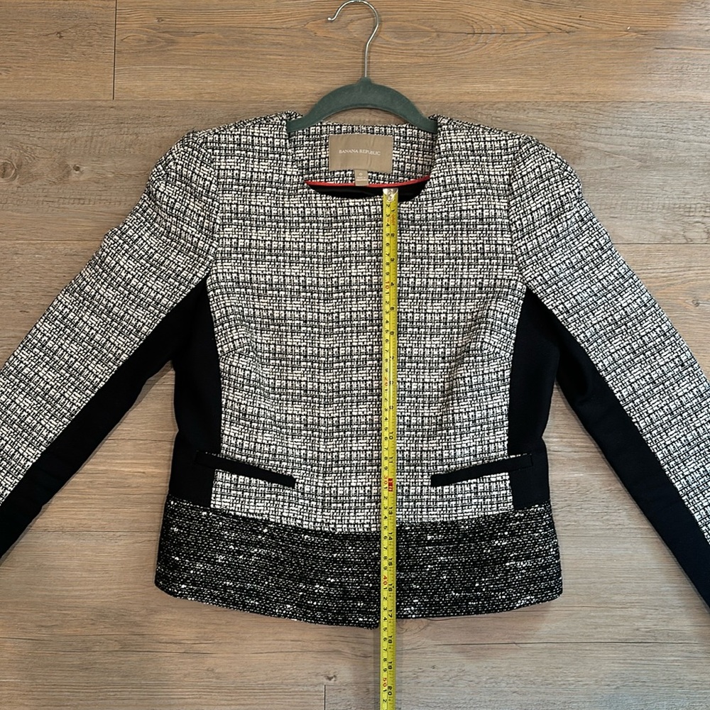 Banana Republic Black and White Tweed Blazer